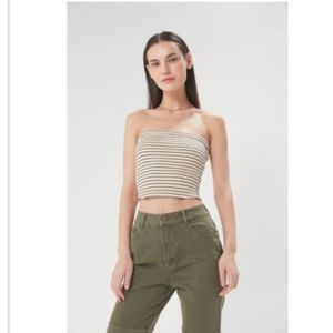 UO Ribbed Cropped Strapless Tube Top